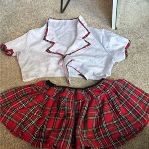Plaid Red and White Costume Set